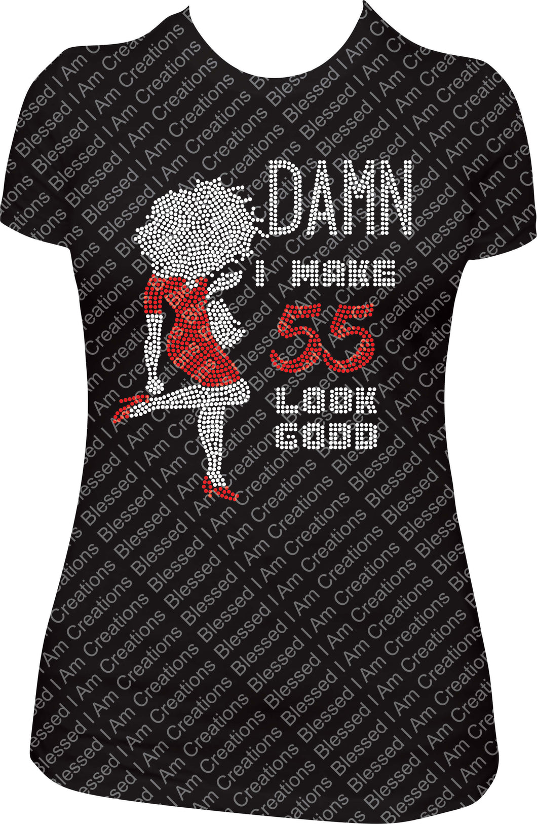 Damn I make 55 look good afro girl rhinestone shirt, 55th bling shirt, 55 rhinestone shirt, birthday girl shirt, 55 look good shirt, 